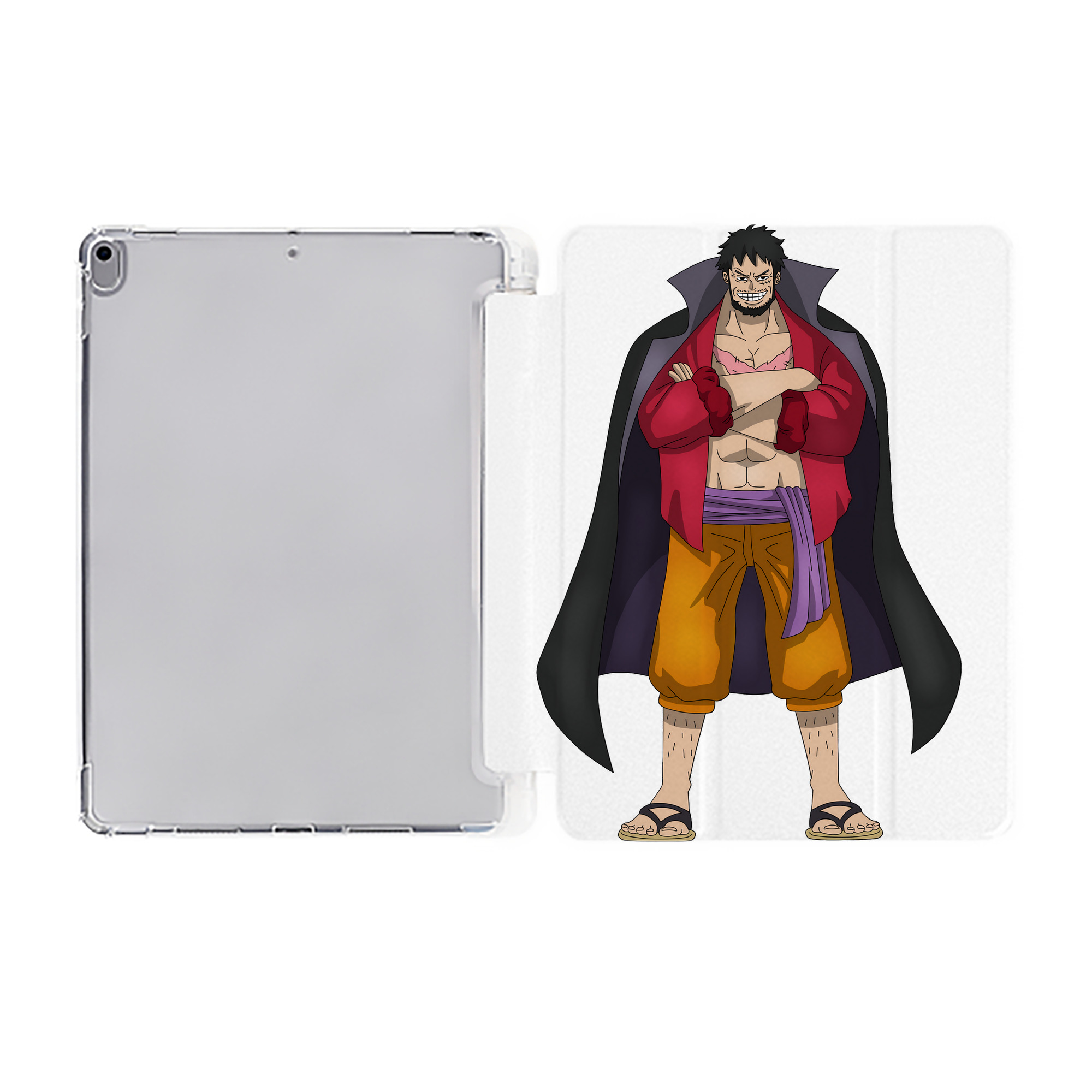 （画像用） ワンピース モンキー・D・ルフィ ONE PIECE Monkey D. Luffy IPad ケース ペン収納付き 三つ折りスタンド PUレザー×シリコン 対応機種9.5/10.5/10.9インチ
